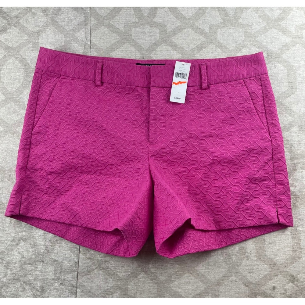 Banana Republic Ryan Womens 8 Pink NWT Textured Jacquard Geometric Shorts Cotton